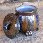 Handmade stoneware pot with lid by Puketai Pottery