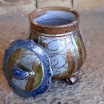 Handmade stoneware pot with lid by Puketai Pottery