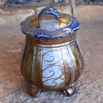 Handmade stoneware pot with lid by Puketai Pottery