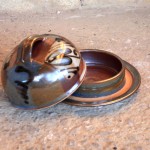 Handmade stoneware pot with lid by Puketai Pottery
