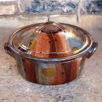 Handmade stoneware pot with lid by Puketai Pottery