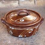 Handmade stoneware pot with lid by Puketai Pottery