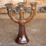 Handmade stoneware candle holder by Puketai Pottery