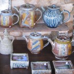 Handmade pottery on display at Puketai Pottery