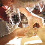 Handmade pottery on display at Puketai Pottery