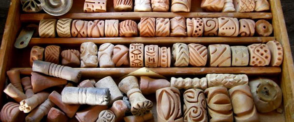 Handmade pottery on display at Puketai Pottery